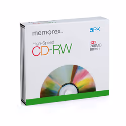 Memorex 03415, 12x, CD-RW, 120 mm, 700 MB, 5 pc(s)
