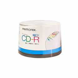Memorex CD-R White Inkjet Printable Discs with 52x Recording Speed and 80 mins of Storage (50-Pack Cake Box)