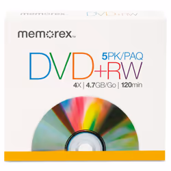 Memorex Products - DVD+RW  w/ Jewel Case  4.7GB 5/PK