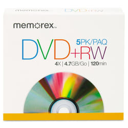 Memorex Products - DVD+RW  w/ Jewel Case  4.7GB 5/PK