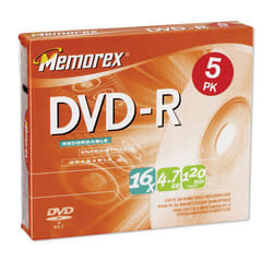 Memorex 4.7Gb/16x DVD-R (5-Pack Slim Case)