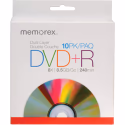 Memorex DVD+R Double-Layer Recordable Discs-DVDR DL  8X  8.5GB [10 in Pack]