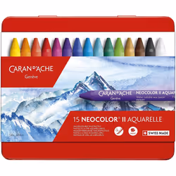 Creative Art Materials"Caran D'Ache NeoColor II" Water Soluble Wax Pastel Set, Multi-Colour, Pack of 15
