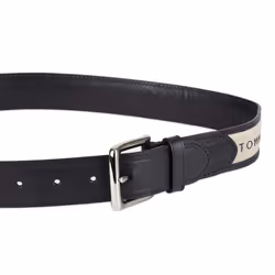 Tommy Hilfiger Men's Ribbon Inlay Belt - Ribbon Fabric Design with Single Prong Buckle  black/natural  34