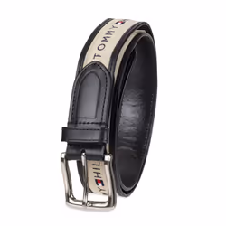 Tommy Hilfiger Men's Ribbon Inlay Belt (Pack of 1) (standard & Big and Tall Sizes) Accessory  -black/natural  36