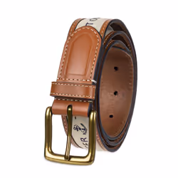 Tommy Hilfiger Men's Ribbon Inlay Belt - Ribbon Fabric Design with Single Prong Buckle Khaki 36