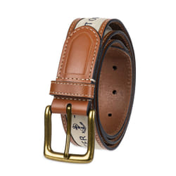 Tommy Hilfiger Men's Ribbon Inlay Belt - Ribbon Fabric Design with Single Prong Buckle  Khaki  36
