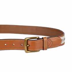 Tommy Hilfiger Men's Ribbon Inlay Belt - Ribbon Fabric Design with Single Prong Buckle  Khaki  36