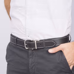 Tommy Hilfiger Men's Reversible Leather Belt - Casual for Mens Jeans with Double Sided Strap and Silver Buckle  Navy  36