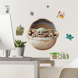 RMK4655SCS The Mandalorian The Child Painted Peel and Stick Wall Decals, Green/Brown/Gray