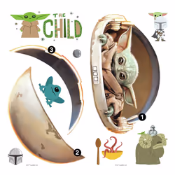 RMK4655SCS The Mandalorian The Child Painted Peel and Stick Wall Decals, Green/Brown/Gray