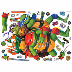 RoomMates RMK5443TBM Teenage Mutant Ninja Turtles Mutant Mayhem Group Giant Peel & Stick Wall Decals