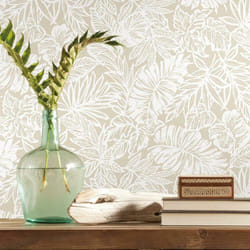 RoomMates RMK11435WP Beige Batik Tropical Leaf Peel and Stick Wallpaper  Roll