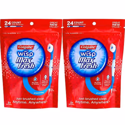 Colgate Max Fresh Wisp Disposable Mini Toothbrush  Peppermint - 24 Count  2-Pack