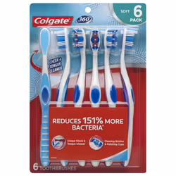 Colgate 360 Toothbrush with Tongue and Cheek Cleaner Soft - 6 Count