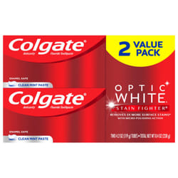 Colgate Optic White Whitening Toothpaste  Stain Fighter  Mint  2 Count(Pack of 1)