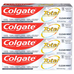Colgate Total Toothpaste with Whitening Clean Mint 4.8 Ounce (Pack of 4)