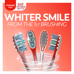 Colgate 360 Advanced Optic White Whitening Toothbrush with Tongue Cleaner  Soft  4 Count