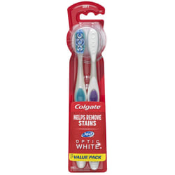 Colgate 360 Optic ning Toothbrush  Soft  White  2 Count