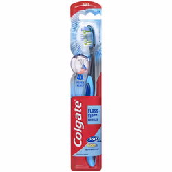 Colgate 360 Total Advanced Floss-Tip Bristle Toothbrush  Black and Blue  Solar Powered  Unisex-Adults