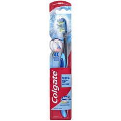 Colgate 360 Total Advanced Floss-Tip Bristle Toothbrush  Black and Blue  Solar Powered  Unisex-Adults
