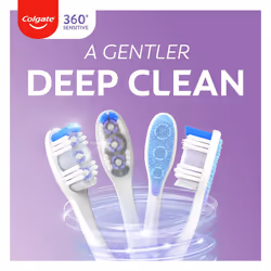 Colgate 360 Extra Soft Toothbrush for Sensitive Teeth and Gums with Tongue and Cheek Cleaner  2 Pack