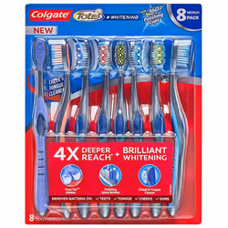 Colgate Total Plus Whitening with 360 Polishing Cups Medium Toothbrush  8 Count