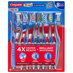 Colgate Total Plus Whitening with 360 Polishing Cups Medium Toothbrush  8 Count