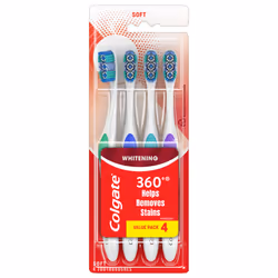 Colgate 360 Optic White Whitening Toothbrush  Adult Soft Toothbrush with Whitening Cups  Helps Whiten Teeth and Removes Odor  ...