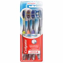 Colgate 360 Advanced Floss Tip Toothbrush Soft Toothbrush for Adults 4 Pack