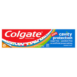Colgate Kids Toothpaste with Fluoride  Anticavity & Cavity Protection Toothpaste  For Ages 2+  Mild Bubble Fruit Flavor  4.6 Ounce