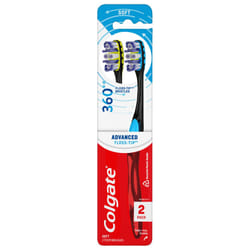 Colgate 360 Advanced Floss-Tip Soft Bristles Toothbrush for Adults  2 Pack