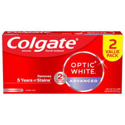 Colgate Optic White Advanced Teeth Whitening Toothpaste  2% Hydrogen Peroxide Toothpaste  Sparkling White  4.5 Oz  2 Pack