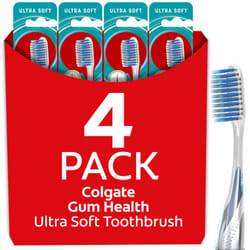 Colgate Gum Health Extra Soft Toothbrush for Sensitive Gums with Deep Cleaning Floss-Tip Bristles - 4 Count