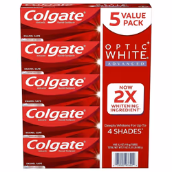 Colgate Optic White Advanced Teeth Whitening Toothpaste Sparkling White (4.2 Oz. 5 Pk.) 21 Oz