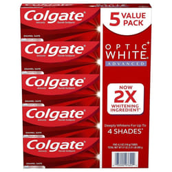 Colgate Optic White Advanced Teeth Whitening Toothpaste  Sparkling White (4.2 Oz.  5 Pk.)  21 Oz