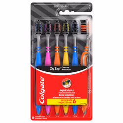 Colgate Zig Zag Charcoal Toothbrush Adult Soft Toothbrushes 6 Pack
