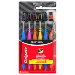 Colgate Zig Zag Charcoal Toothbrush  Adult Soft Toothbrushes  6 Pack