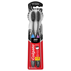 Colgate 360 Charcoal Toothbrush  Adult Soft Toothbrushes  2 Pack