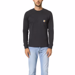 Carhartt Men's Loose Fit Heavyweight Long-Sleeve Pocket T-Shirt Black
