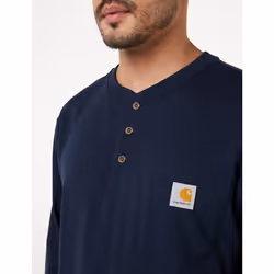 Carhartt Men's Loose Fit Heavyweight Long-Sleeve Pocket Henley T-Shirt  Navy  Small