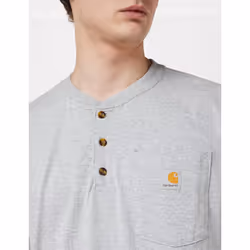 Carhartt Men's Loose Fit Heavyweight Long-Sleeve Pocket Henley T-Shirt  Heather Gray  Small