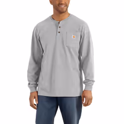 Carhartt Men's Big & Tall Loose Fit Heavyweight Long-Sleeve Pocket Henley T-Shirt  Heather Gray  3X-Large Tall