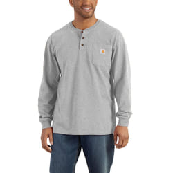 Carhartt Men's Big & Tall Loose Fit Heavyweight Long-Sleeve Pocket Henley T-Shirt  Heather Gray  3X-Large Tall
