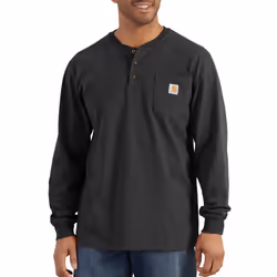 Carhartt Men's Big & Tall Loose Fit Heavyweight Long-Sleeve Pocket Henley T-Shirt  Black  3X-Large
