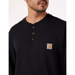 Carhartt Men's Big Loose Fit Heavyweight Long-Sleeve Pocket Henley T-Shirt  Black  XX-Large Tall