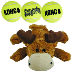 KONG Cozie Marvin The Moose and 3 SqueakAir Balls - Fun  Interactive Dog Toys - Balls for Fetch & Soft  Sturdy Toy for Indoor Play - for Medium Dogs
