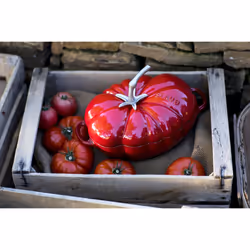 STAUB Cast Iron Dutch Oven 3-qt Tomato Cocotte  Made in France  Serves 2-3  Cherry