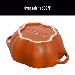 STAUB Ceramic 0.75-qt Petite Pumpkin  Oven & Stove Safe up to 572F  Pumpkin Dish  Baking Candy Burnt Orange