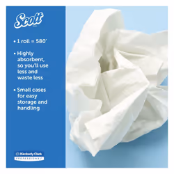 Scott 12388 Slimroll Hard Roll Towels, Absorbency Pockets, 8" x 580ft, White (Case of 6 Rolls)